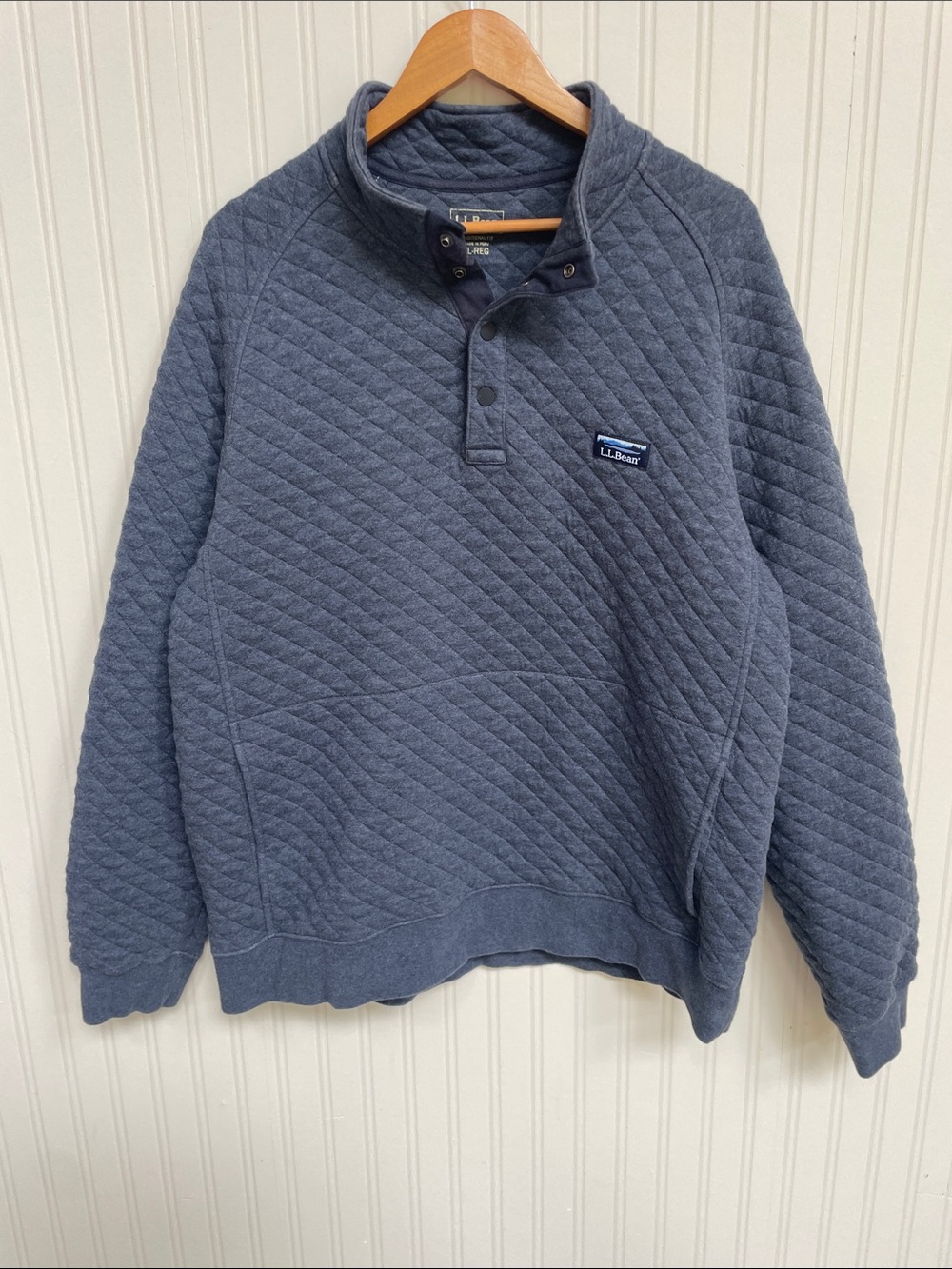 L.L. Bean Men's Quilted Crewneck Pullover - Slate Blue